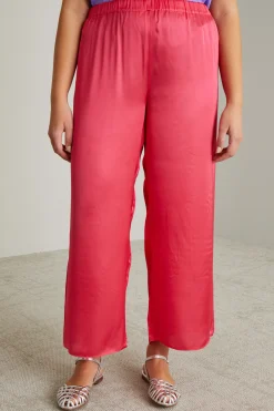 Pantaloni in raso di viscosa - Corallo