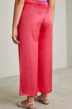 Pantaloni in raso di viscosa - Corallo