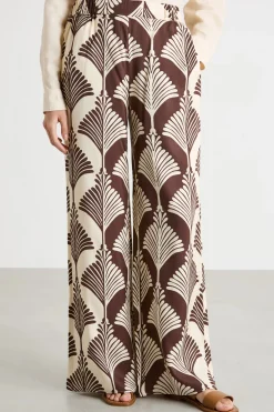 Pantaloni in twill a fantasia - Marrone Bianco