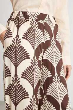 Pantaloni in twill a fantasia - Marrone Bianco
