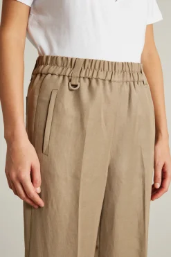 Pantaloni in twill di lino - Beige
