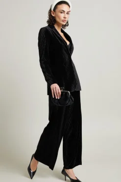 Pantaloni in velluto texturizzato - Nero