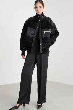 Pantaloni jogger in raso - Nero
