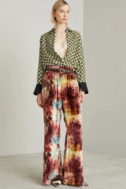 Pantaloni morbidi in ciniglia - Bordeaux Celeste