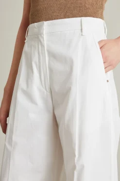 Pantaloni over in tela - Bianco