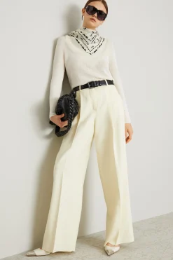 Pantaloni palazzo con pieghe - Latte