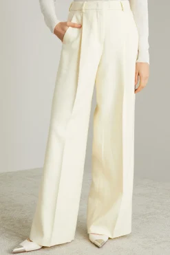 Pantaloni palazzo con pieghe - Latte