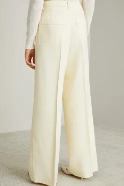 Pantaloni palazzo con pieghe - Latte