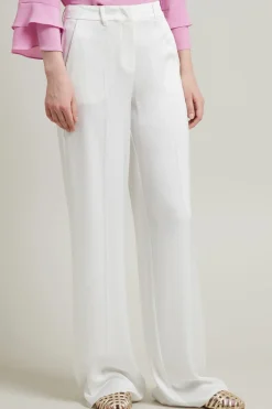 Pantaloni palazzo in enver satin - Bianco