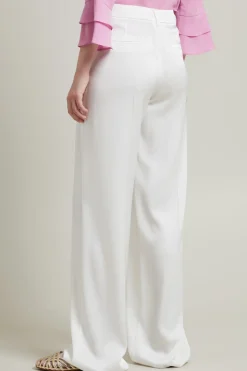 Pantaloni palazzo in enver satin - Bianco