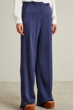 Pantaloni palazzo in enver satin - Blu