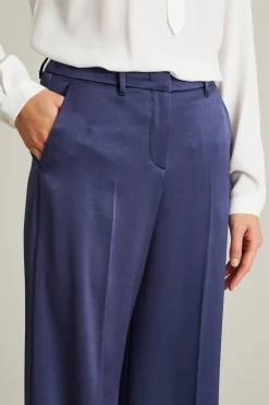 Pantaloni palazzo in raso - Blu