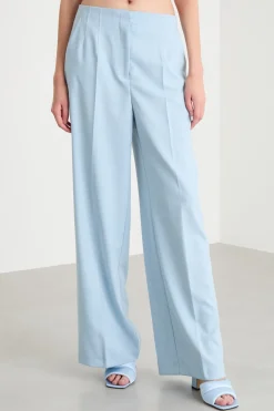 Pantaloni palazzo in tela - Azzurro