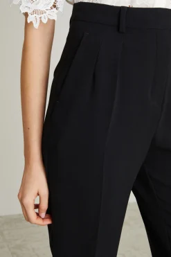 Pantaloni sigaretta in cady - Nero