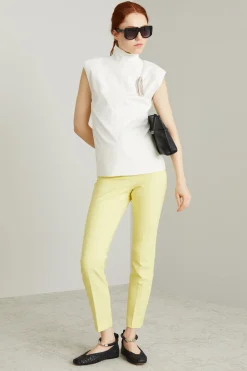 Pantaloni slim in cady - Giallo Limone