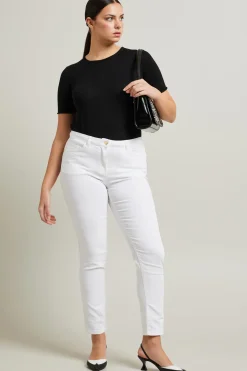 Pantaloni slim in drill - Bianco
