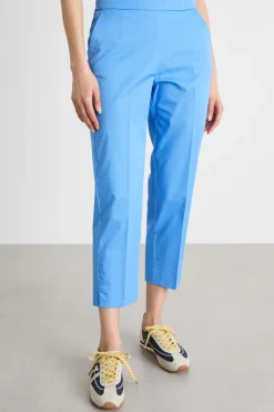 Pantaloni slim in gabardina - Azzurro