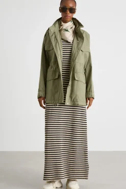 Parka in canvas con collo alto - Verde