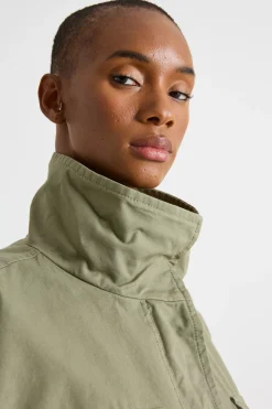 Parka in canvas con collo alto - Verde