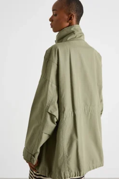 Parka in canvas con collo alto - Verde