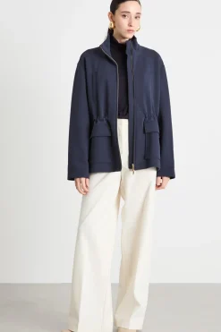 Parka in jersey piqué - Blu