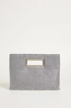 Pochette a busta con strass - Argento Nero