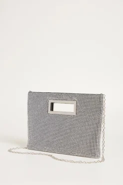 Pochette a busta con strass - Argento Nero