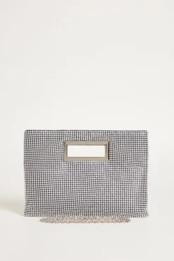 Pochette a busta con strass - Argento Nero
