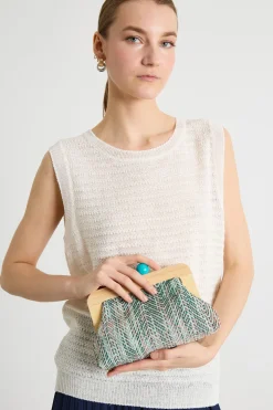 Pochette con boules - Azzurro
