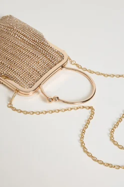 Pochette con frange e strass - Oro