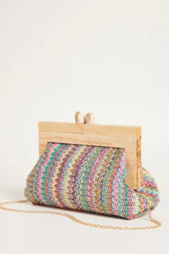 Pochette con manico in legno - Azzurro