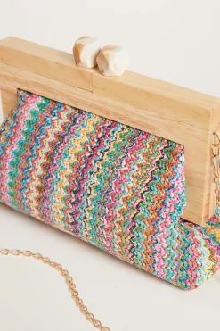 Pochette con manico in legno - Azzurro