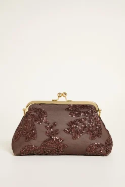 Pochette con paillettes - Marrone