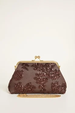 Pochette con paillettes - Marrone