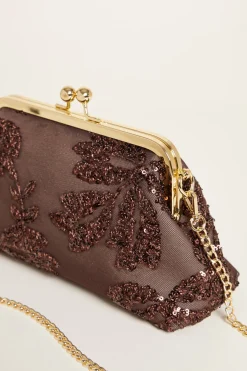 Pochette con paillettes - Marrone