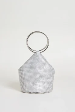 Pochette con strass e maxi anelli - Argento