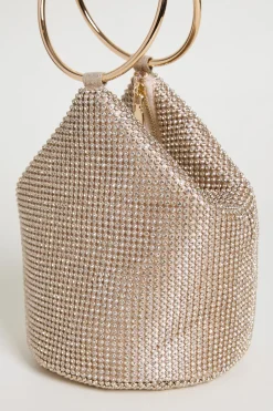 Pochette con strass e maxi anelli - Oro