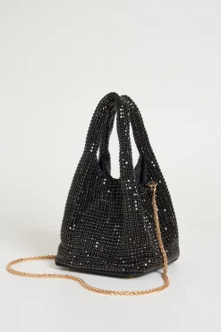 Pochette con strass - Nero