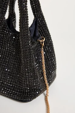 Pochette con strass - Nero