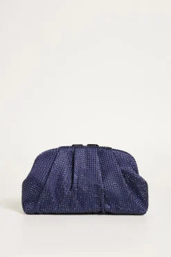 Pochette in raso e strass - Blu