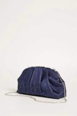 Pochette in raso e strass - Blu