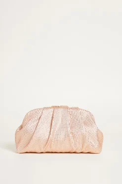 Pochette in raso e strass - Rosa