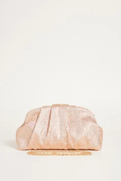 Pochette in raso e strass - Rosa