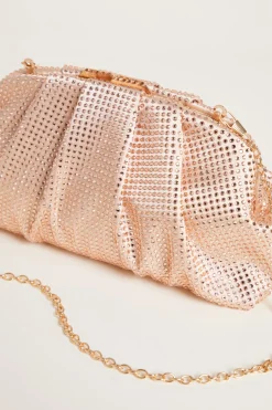 Pochette in raso e strass - Rosa