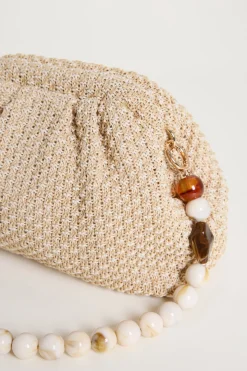 Pochette in tessuto intrecciato - Beige