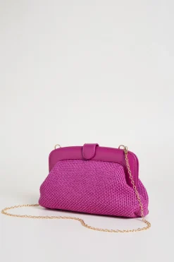 Pochette in tessuto intrecciato - Fuxia