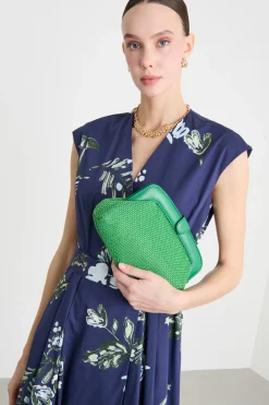 Pochette in tessuto intrecciato - Verde