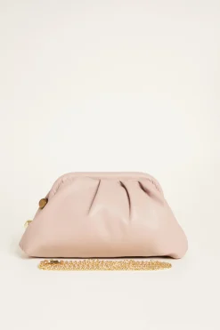 Pochette in tessuto spalmato con borchie - Rosa