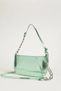 Pochette in tessuto spalmato con stampa lizard - Verde