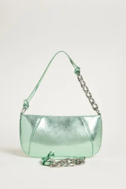 Pochette in tessuto spalmato con stampa lizard - Verde